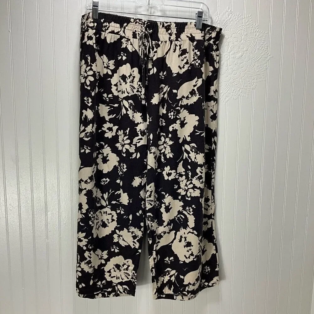 HESTER & ORCHARD Linen Blend Wide Leg Crop Pants - Picture 1 of 5